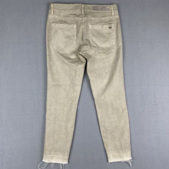 Luisa Cerano Cream Tan Denim Drop Hem Frayed Ankle Jeans Women Size 6 German - Picture 3 of 8